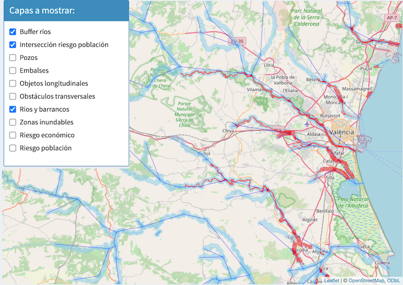 Aplicación que muestra las áreas inundables tras el paso de la DANA en Valencia